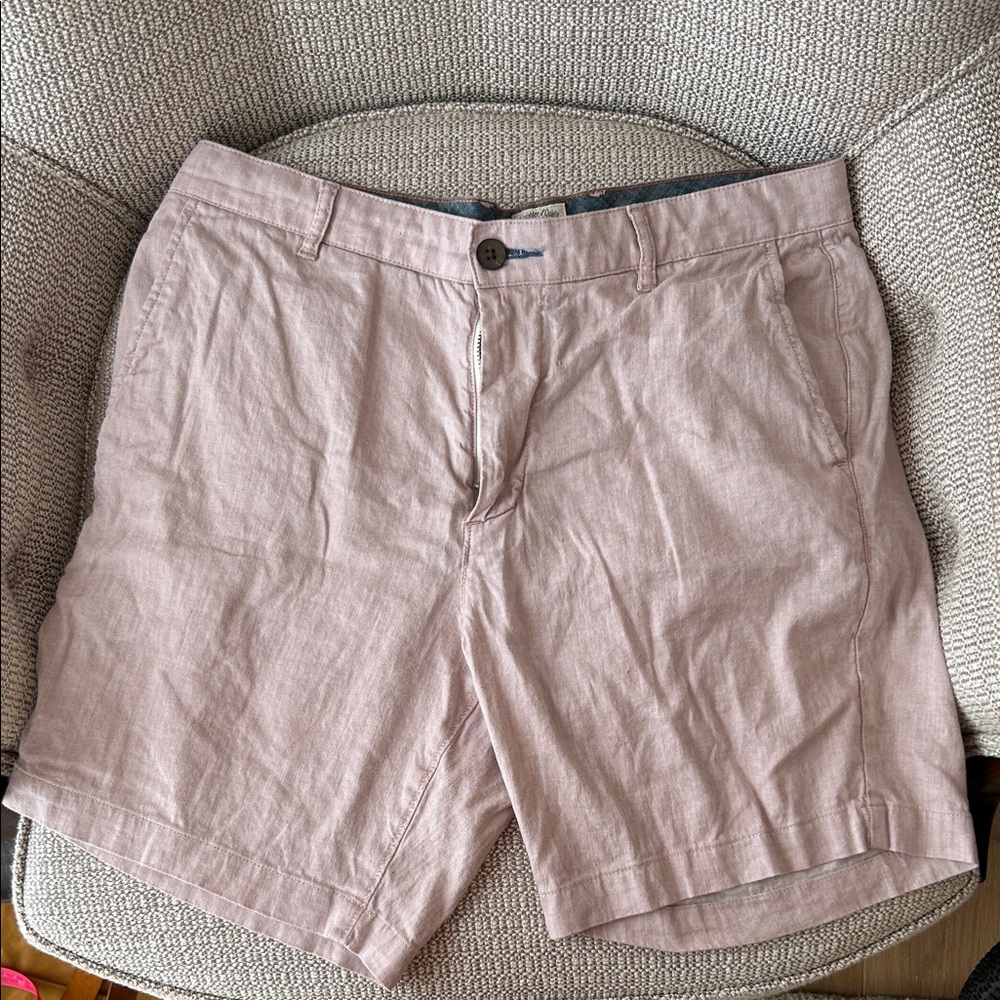 Faherty Light Pink Linen Shorts